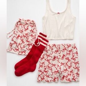 Women's Cream and Red Sleepwear Set